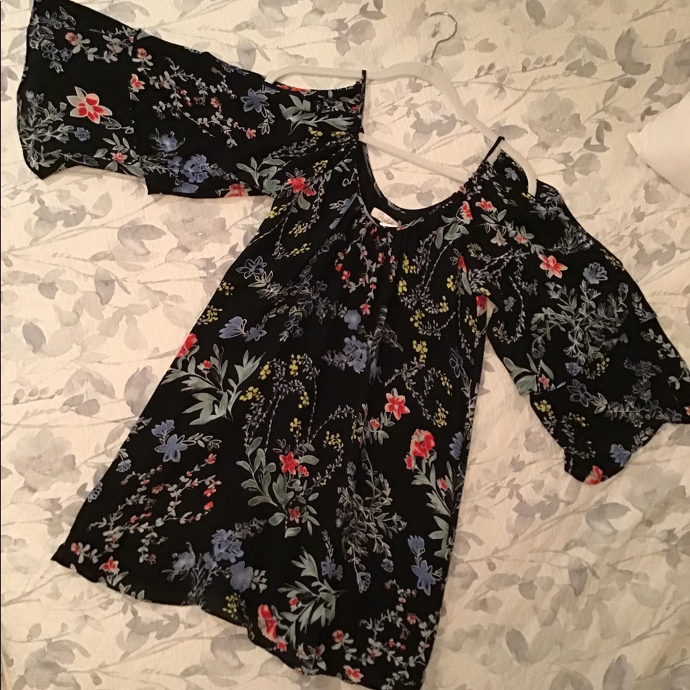 NWT Parker Black Floral Cold Shoulder Dress S
